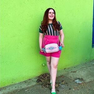 Collectif Striped Knit Top in Green and Pink